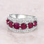 Bague en Or Blanc 14K avec Rubis et Diamants Blancs de 3,24 Carats