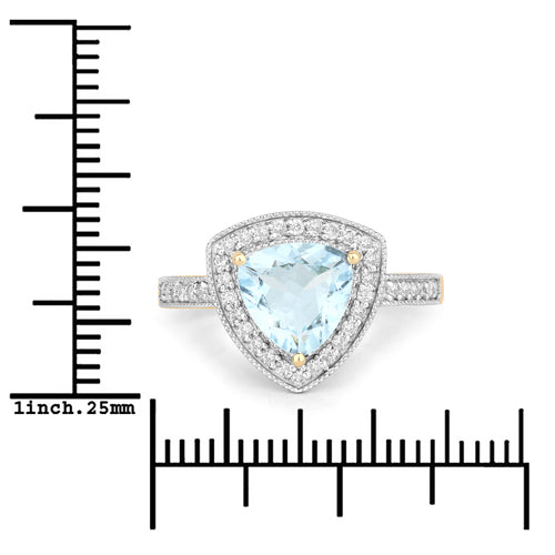 1.58 Carat Aquamarine and Diamond 14K Yellow Gold Engagement Ring