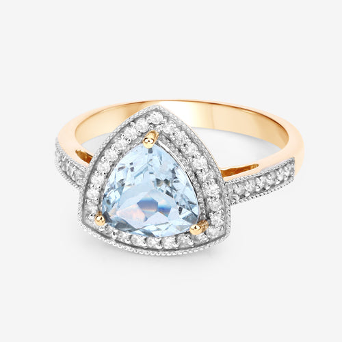 1.58 Carat Aquamarine and Diamond 14K Yellow Gold Engagement Ring