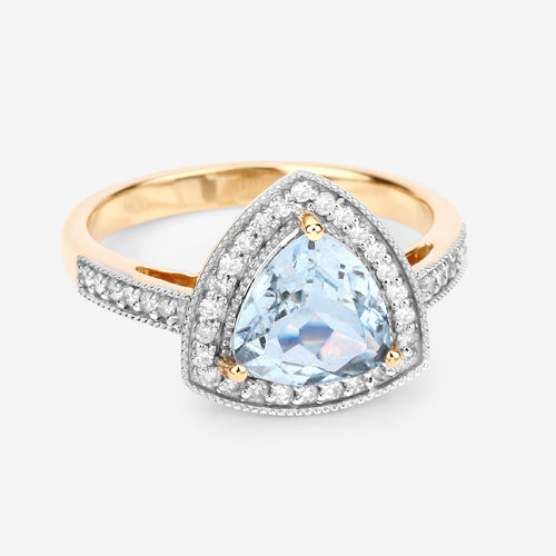 1.58 Carat Aquamarine and Diamond 14K Yellow Gold Engagement Ring