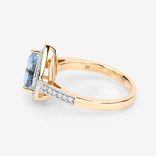 1.58 Carat Aquamarine and Diamond 14K Yellow Gold Engagement Ring