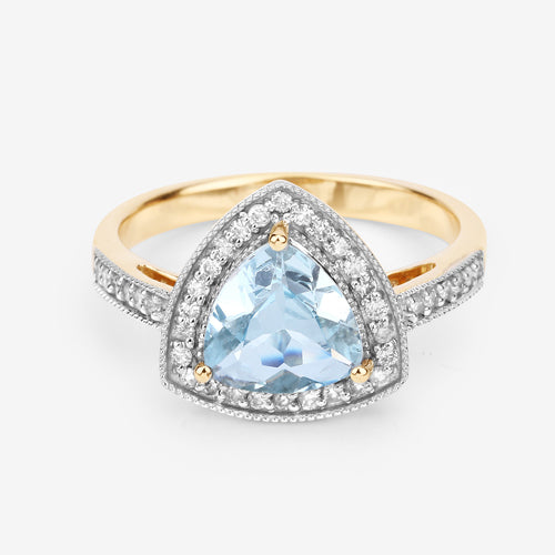 1.58 Carat Aquamarine and Diamond 14K Yellow Gold Engagement Ring