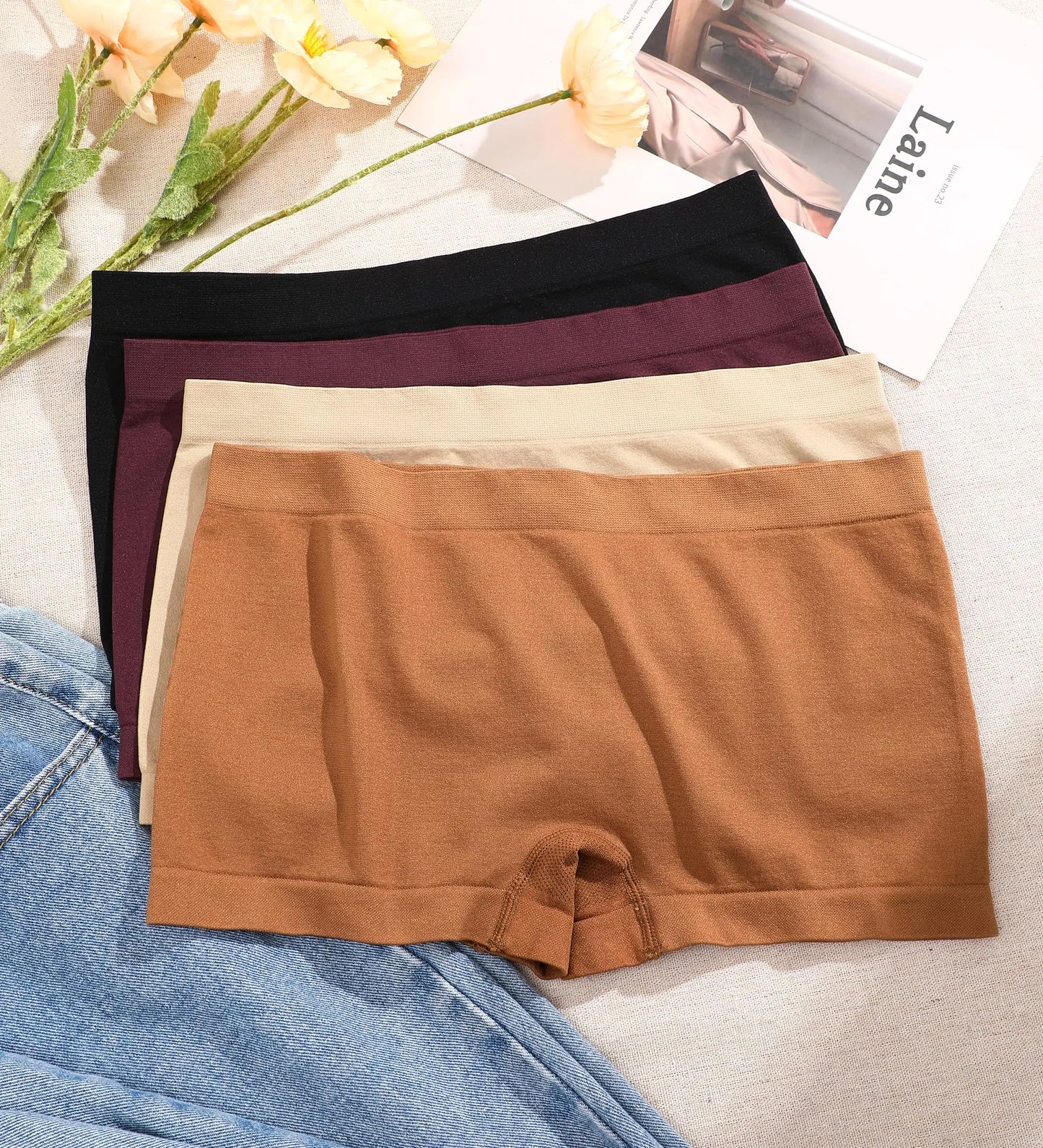 Premium Women's Boyshorts - Seamless Full Coverage 4 Pack