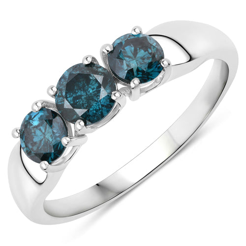Bague en Or Blanc 14K avec Diamant Bleu Naturel de 1,03 Carat