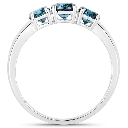 Bague en Or Blanc 14K avec Diamant Bleu Naturel de 1,03 Carat