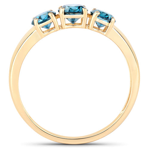 Bague de fiançailles en diamant bleu véritable de 1,03 carat en or jaune 14K