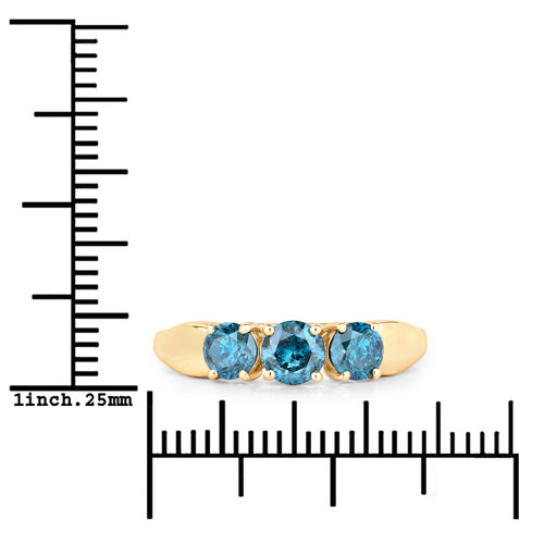 Bague de fiançailles en diamant bleu véritable de 1,03 carat en or jaune 14K