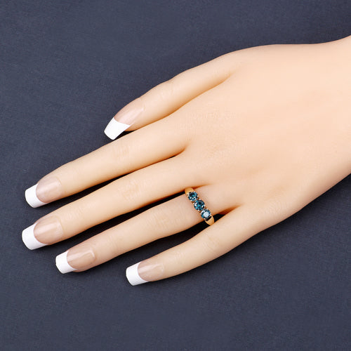 Bague de fiançailles en diamant bleu véritable de 1,03 carat en or jaune 14K