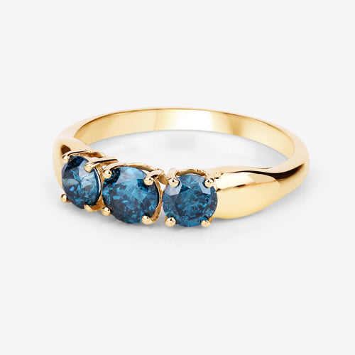 Bague de fiançailles en diamant bleu véritable de 1,03 carat en or jaune 14K