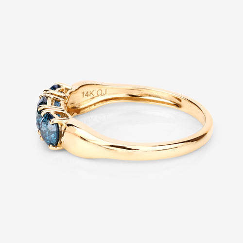 Bague de fiançailles en diamant bleu véritable de 1,03 carat en or jaune 14K