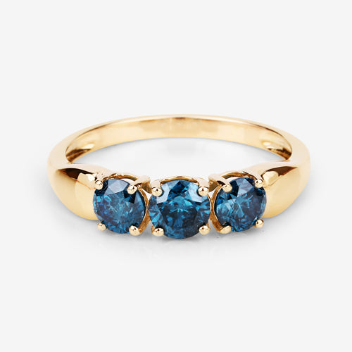 Bague de fiançailles en diamant bleu véritable de 1,03 carat en or jaune 14K