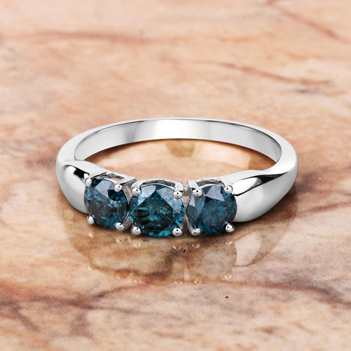 Bague en Or Blanc 14K avec Diamant Bleu Naturel de 1,03 Carat