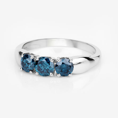 Bague en Or Blanc 14K avec Diamant Bleu Naturel de 1,03 Carat