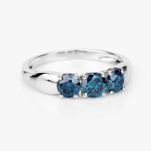 Bague en Or Blanc 14K avec Diamant Bleu Naturel de 1,03 Carat