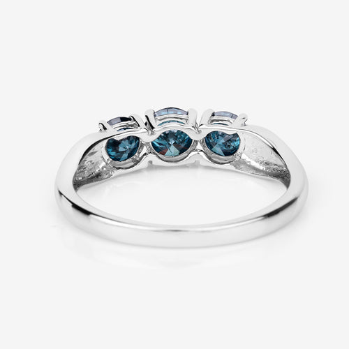Bague en Or Blanc 14K avec Diamant Bleu Naturel de 1,03 Carat