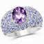 4.21 Carat Genuine Amethyst and Tanzanite Sterling Silver Ring