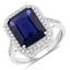 Bague de fiançailles en or blanc 14K avec iolite et diamant de 3,70 carats