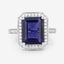 Bague de fiançailles en or blanc 14K avec iolite et diamant de 3,70 carats