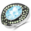 Anillo de Plata Esterlina con Topacio Azul y Peridoto de 7.39 Quilates