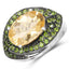 6.11 Carat Genuine Citrine & Chrome Diopside Sterling Silver Ring