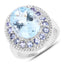 Bague en argent sterling avec topaze bleue et tanzanite de 7,41 carats