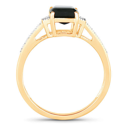 1.73 Carat Green Tourmaline and Diamond 14K Yellow Gold Engagement Ring