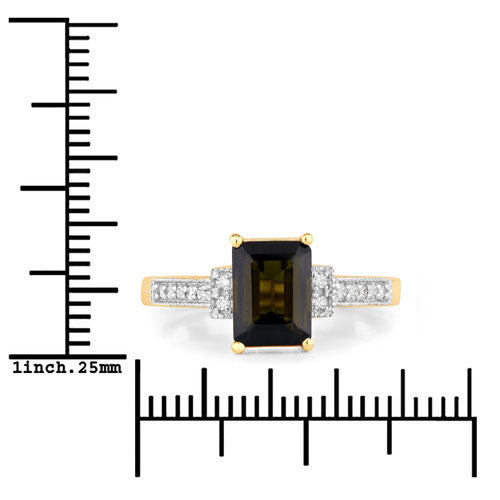 1.73 Carat Green Tourmaline and Diamond 14K Yellow Gold Engagement Ring