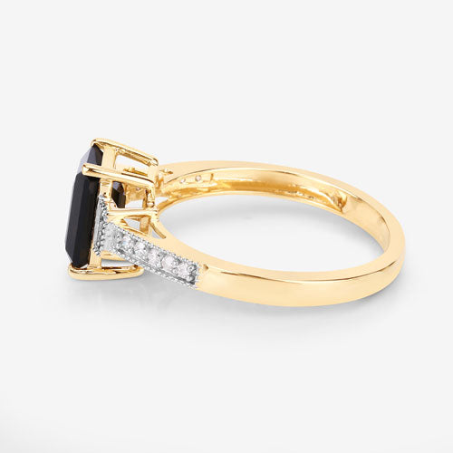 1.73 Carat Green Tourmaline and Diamond 14K Yellow Gold Engagement Ring