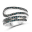 Bague Bypass en Argent Sterling avec Diamant Bleu de 0,83 Carat