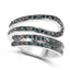 Bague Bypass en Argent Sterling avec Diamant Bleu de 0,83 Carat