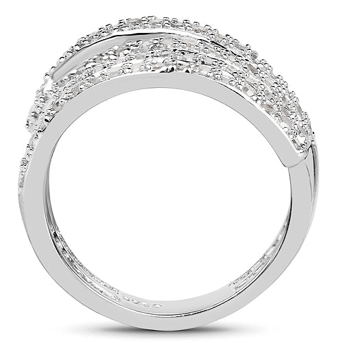 0.83 Carat Genuine White Diamond Sterling Silver Engagement Ring