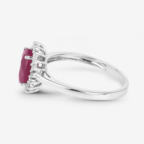 Anillo de Compromiso de Rubí de 1.58 Quilates y Diamantes Blancos en Oro Blanco de 10K