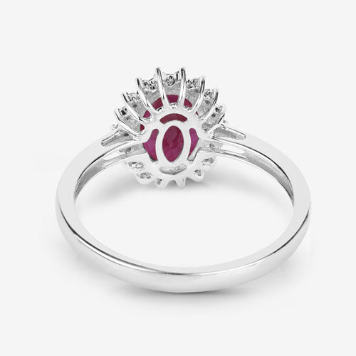 Anillo de Compromiso de Rubí de 1.58 Quilates y Diamantes Blancos en Oro Blanco de 10K