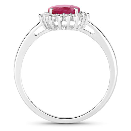 Anillo de Compromiso de Rubí de 1.58 Quilates y Diamantes Blancos en Oro Blanco de 10K