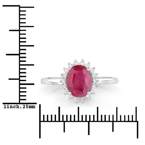 Anillo de Compromiso de Rubí de 1.58 Quilates y Diamantes Blancos en Oro Blanco de 10K