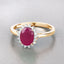 Bague en or jaune 10K avec rubis véritable de 1,58 carat et diamants blancs