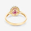 Bague en or jaune 10K avec rubis véritable de 1,58 carat et diamants blancs
