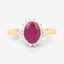 Bague en or jaune 10K avec rubis véritable de 1,58 carat et diamants blancs