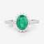 Bague de fiançailles en or blanc 10K avec émeraude zambienne de 1,34 carat et diamants