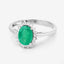 Bague de fiançailles en or blanc 10K avec émeraude zambienne de 1,34 carat et diamants