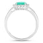 Bague de fiançailles en or blanc 10K avec émeraude zambienne de 1,34 carat et diamants