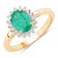 1.34 Carat Zambian Emerald and Diamond Halo Ring in 10K Yellow Gold