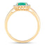 1.34 Carat Zambian Emerald and Diamond Halo Ring in 10K Yellow Gold
