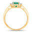 Bague de fiançailles en or jaune 14K avec émeraude zambienne de 1,34 carat et diamants