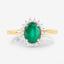 Bague de fiançailles en or jaune 14K avec émeraude zambienne de 1,34 carat et diamants