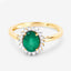 Bague de fiançailles en or jaune 14K avec émeraude zambienne de 1,34 carat et diamants