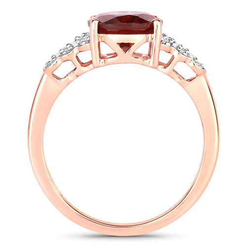 Bague de fiançailles en rhodolite de 2,87 carats et diamant en or rose 14K