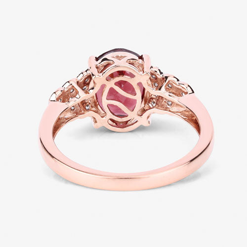Bague de fiançailles en rhodolite de 2,87 carats et diamant en or rose 14K