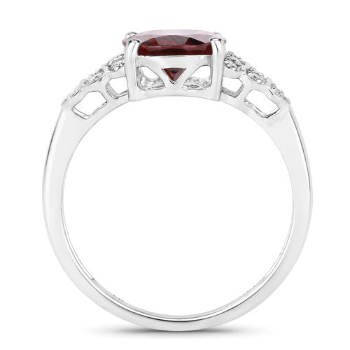 2.87 Carat Rhodolite and Diamond 14K White Gold Engagement Ring