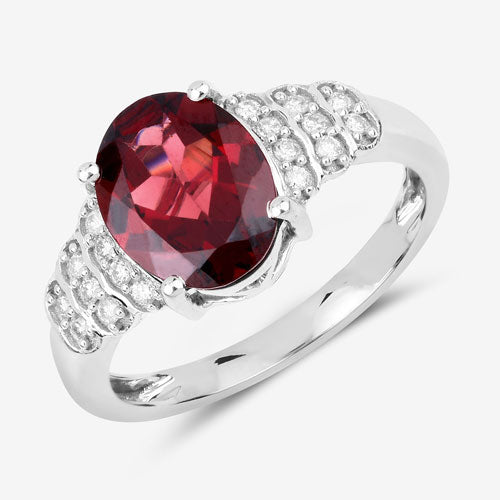 2.87 Carat Rhodolite and Diamond 14K White Gold Engagement Ring
